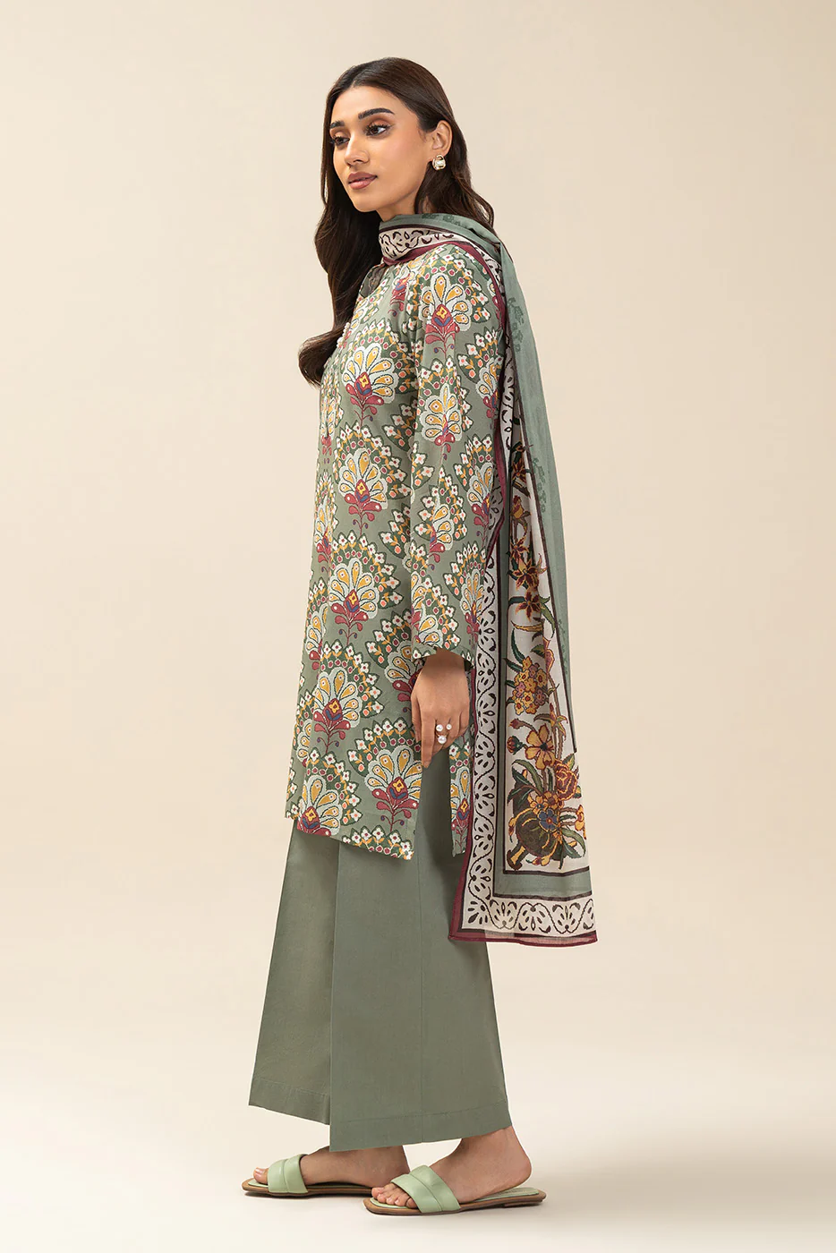 3 PIECE PRINTED LAWN SUIT-SAGE BLISS (UNSTITCHED) - Image 3