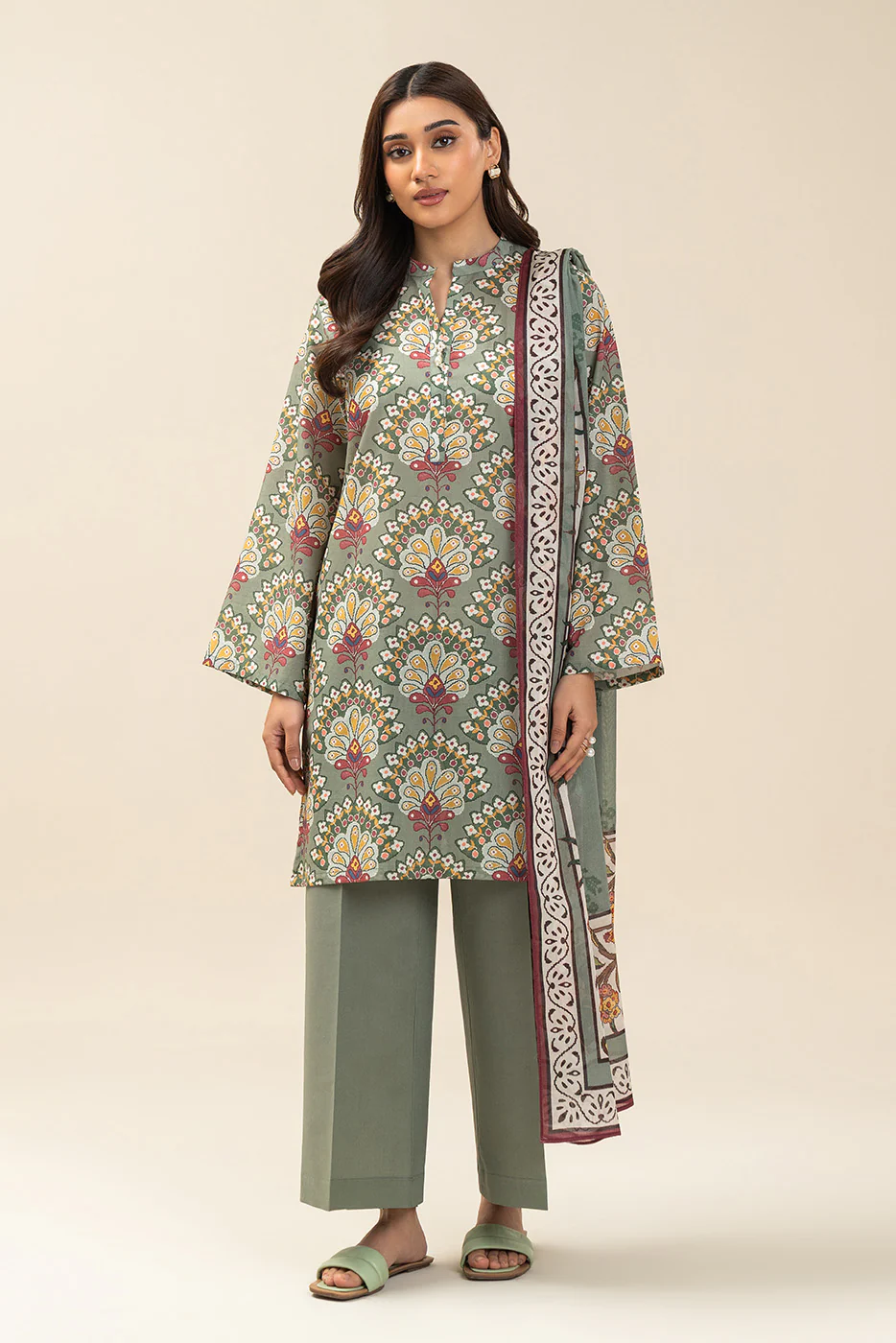 3 PIECE PRINTED LAWN SUIT-SAGE BLISS (UNSTITCHED) - Image 5