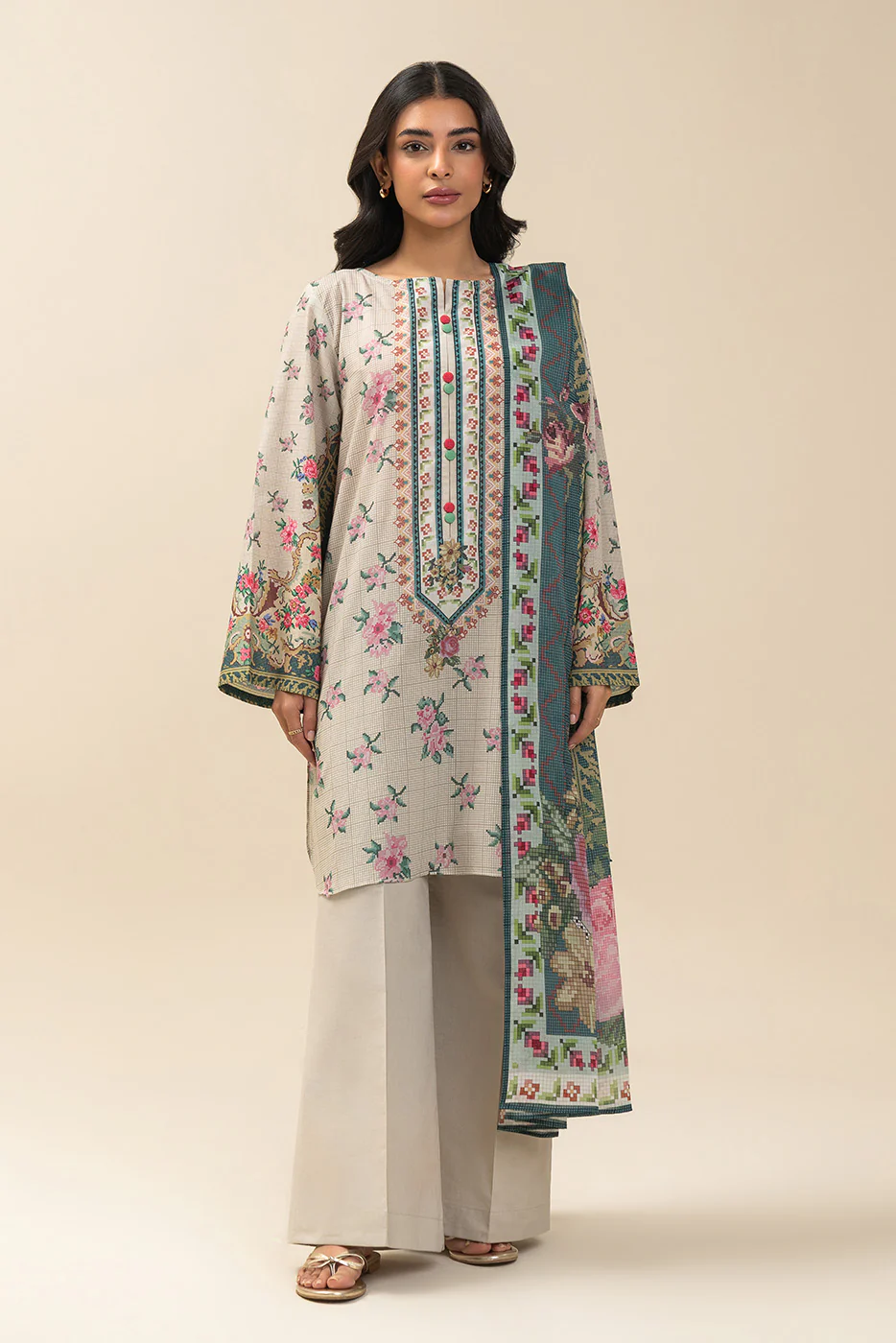 3 PIECE PRINTED LAWN SUIT-ROSEATE GRACE (UNSTITCHED) - Image 2