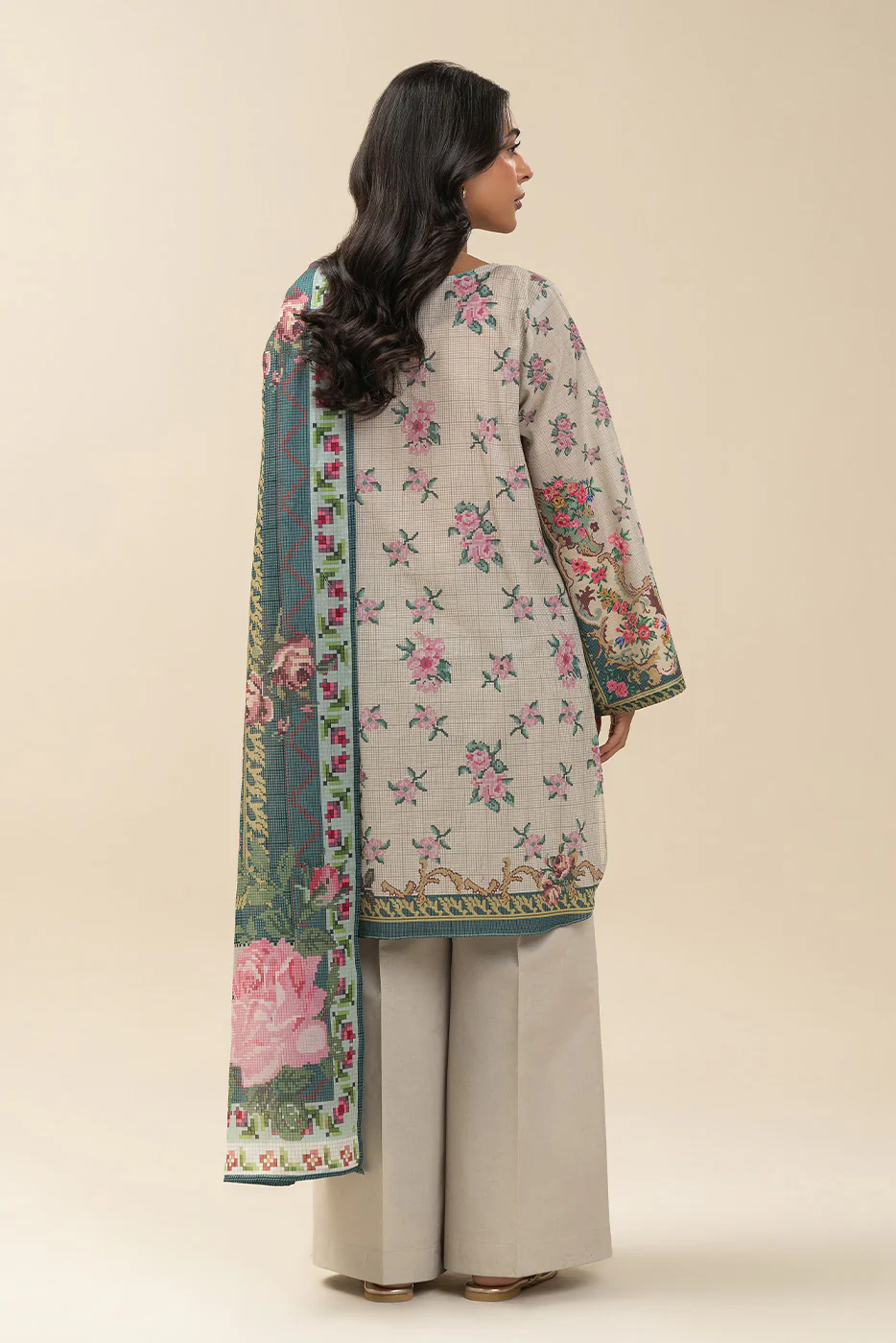 3 PIECE PRINTED LAWN SUIT-ROSEATE GRACE (UNSTITCHED) - Image 4