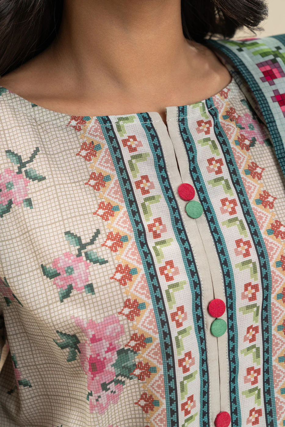 3 PIECE PRINTED LAWN SUIT-ROSEATE GRACE (UNSTITCHED) - Image 5