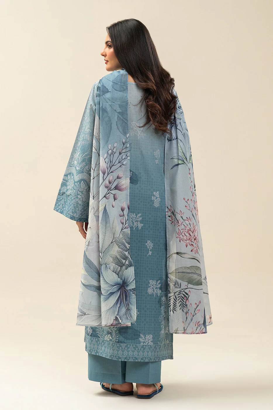 3 PIECE PRINTED LAWN SUIT-LAPIS HILL (UNSTITCHED) - Image 3