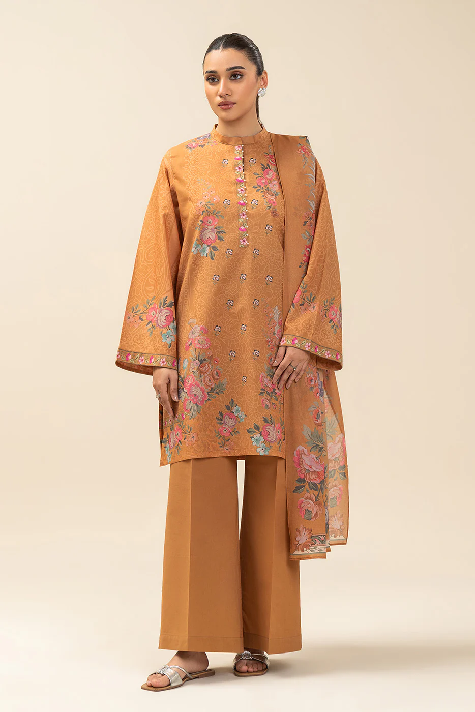3 PIECE PRINTED LAWN SUIT-FALL FLORE (UNSTITCHED) - Image 3