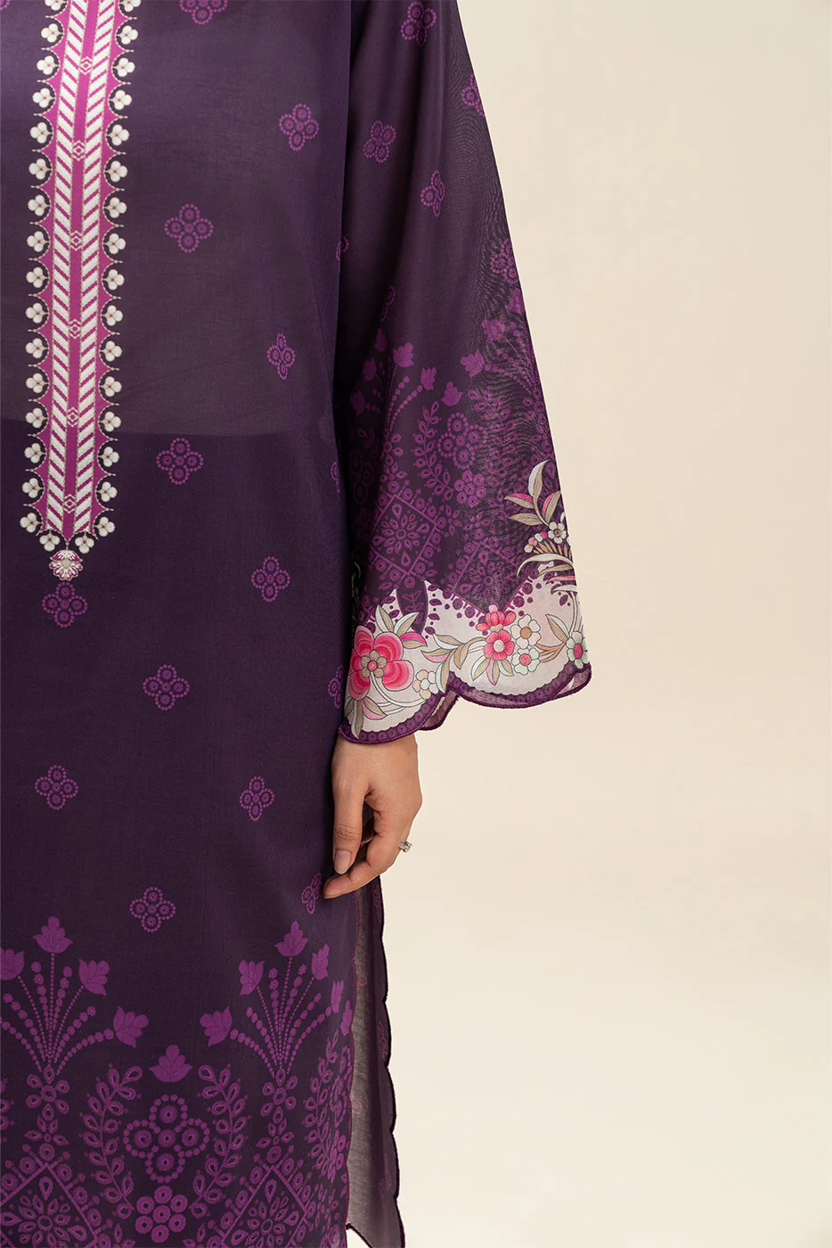 3 PIECE PRINTED LAWN SUIT-PLUM NOIR (UNSTITCHED) - Image 6