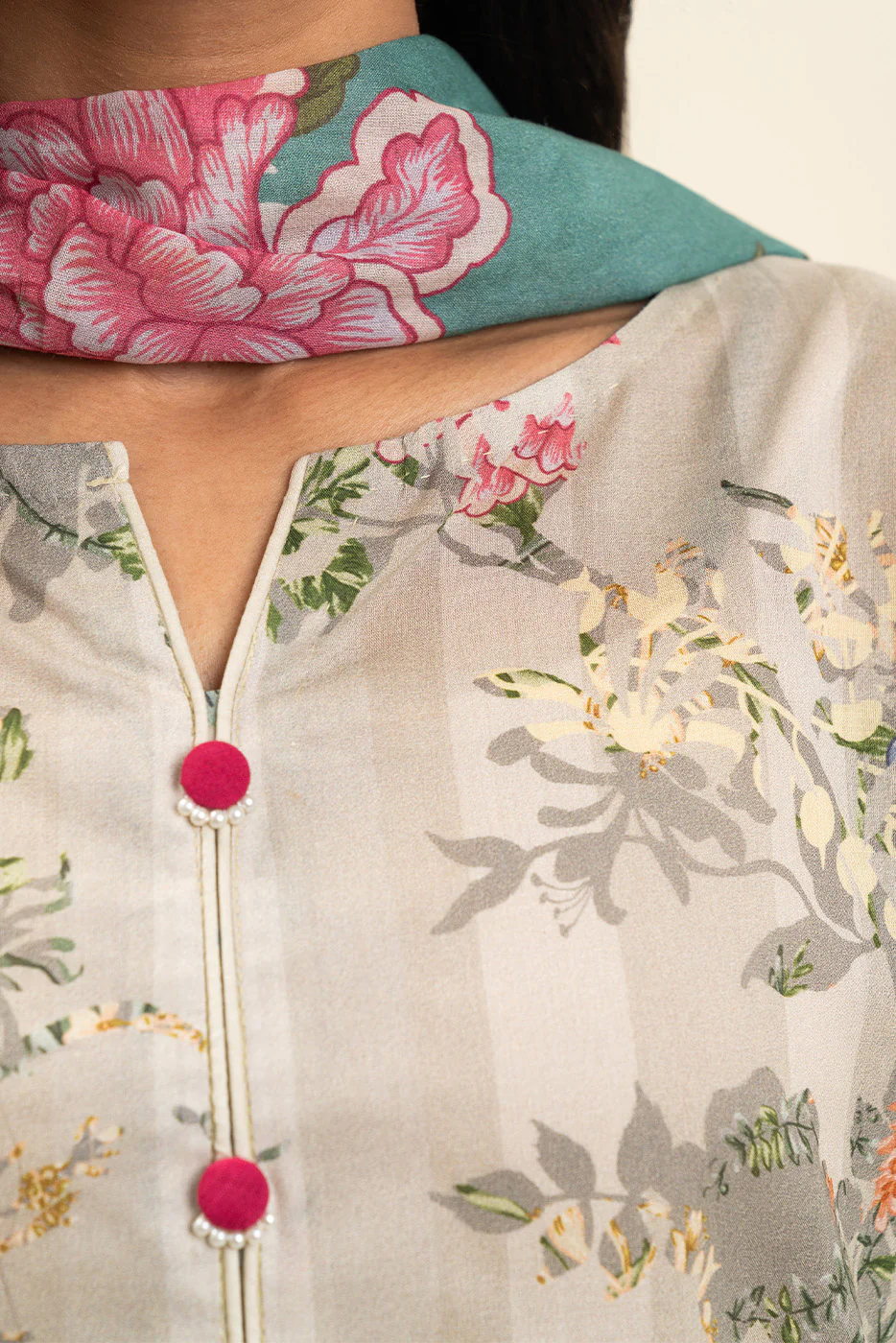 3 PIECE PRINTED LAWN SUIT-ZAHLIA ORCHID (UNSTITCHED) - Image 5