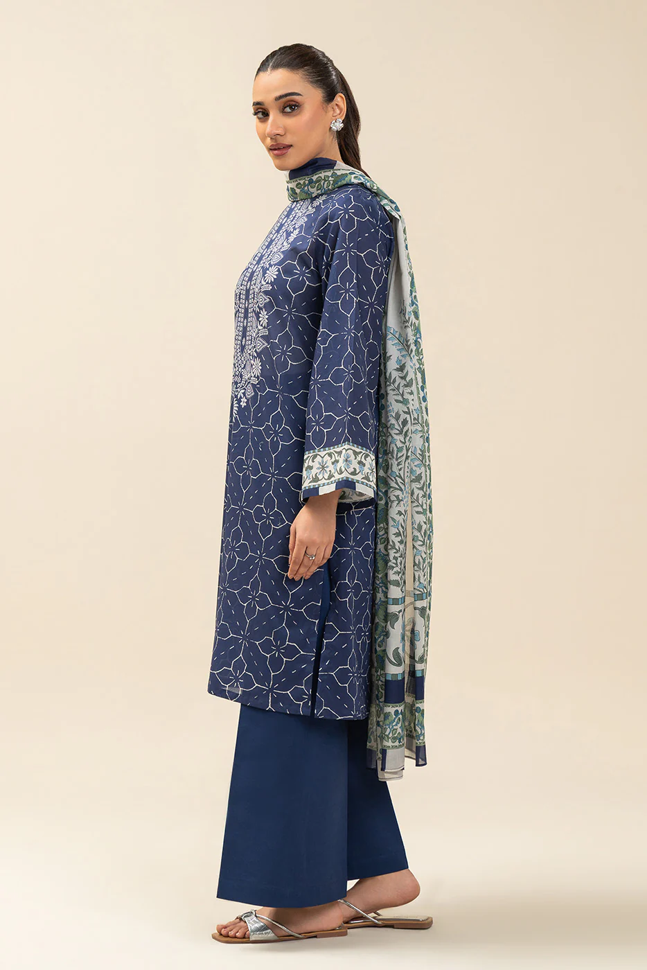 3 PIECE PRINTED LAWN SUIT-AZURE GRACE (UNSTITCHED) - Image 2