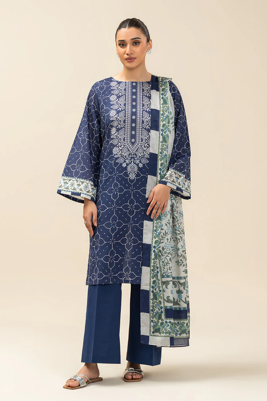 3 PIECE PRINTED LAWN SUIT-AZURE GRACE (UNSTITCHED) - Image 3