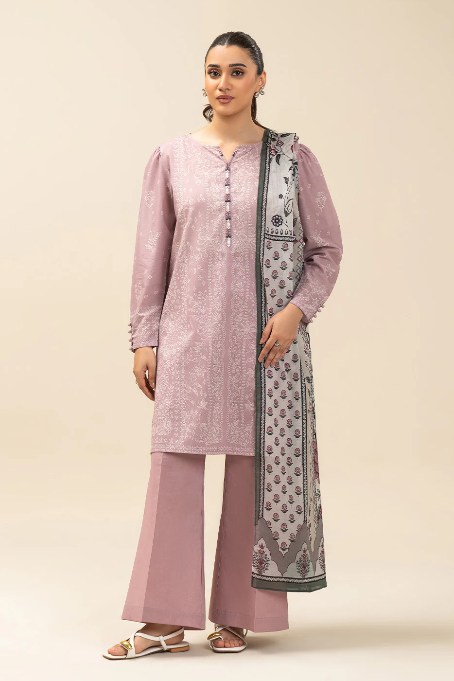3 PIECE PRINTED LAWN SUIT-FLORET DUSK (UNSTITCHED) - Image 5