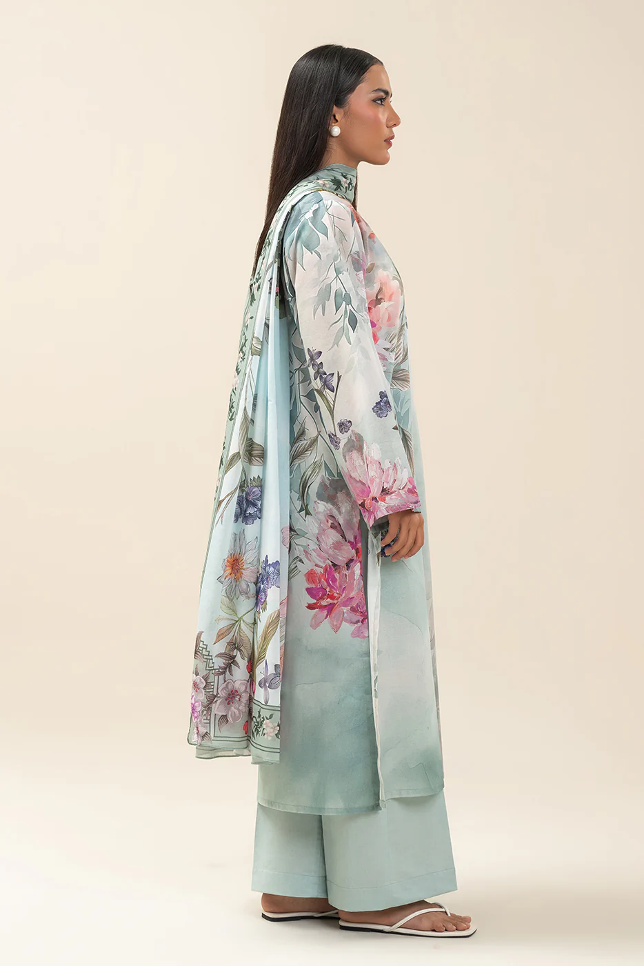 3 PIECE PRINTED LAWN SUIT-MINTY BREEZE (UNSTITCHED) - Image 3