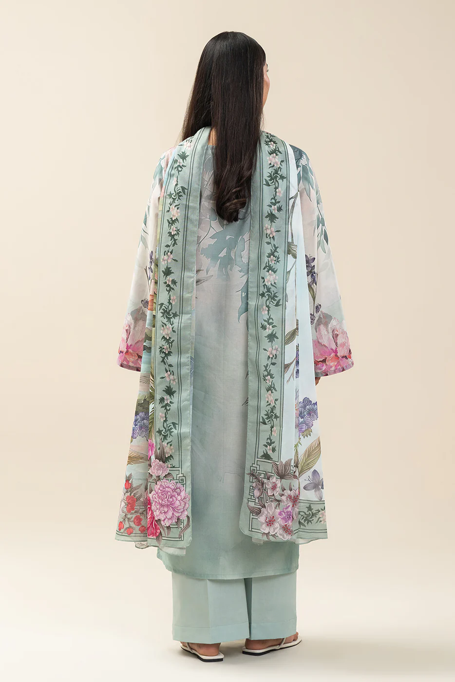 3 PIECE PRINTED LAWN SUIT-MINTY BREEZE (UNSTITCHED) - Image 4