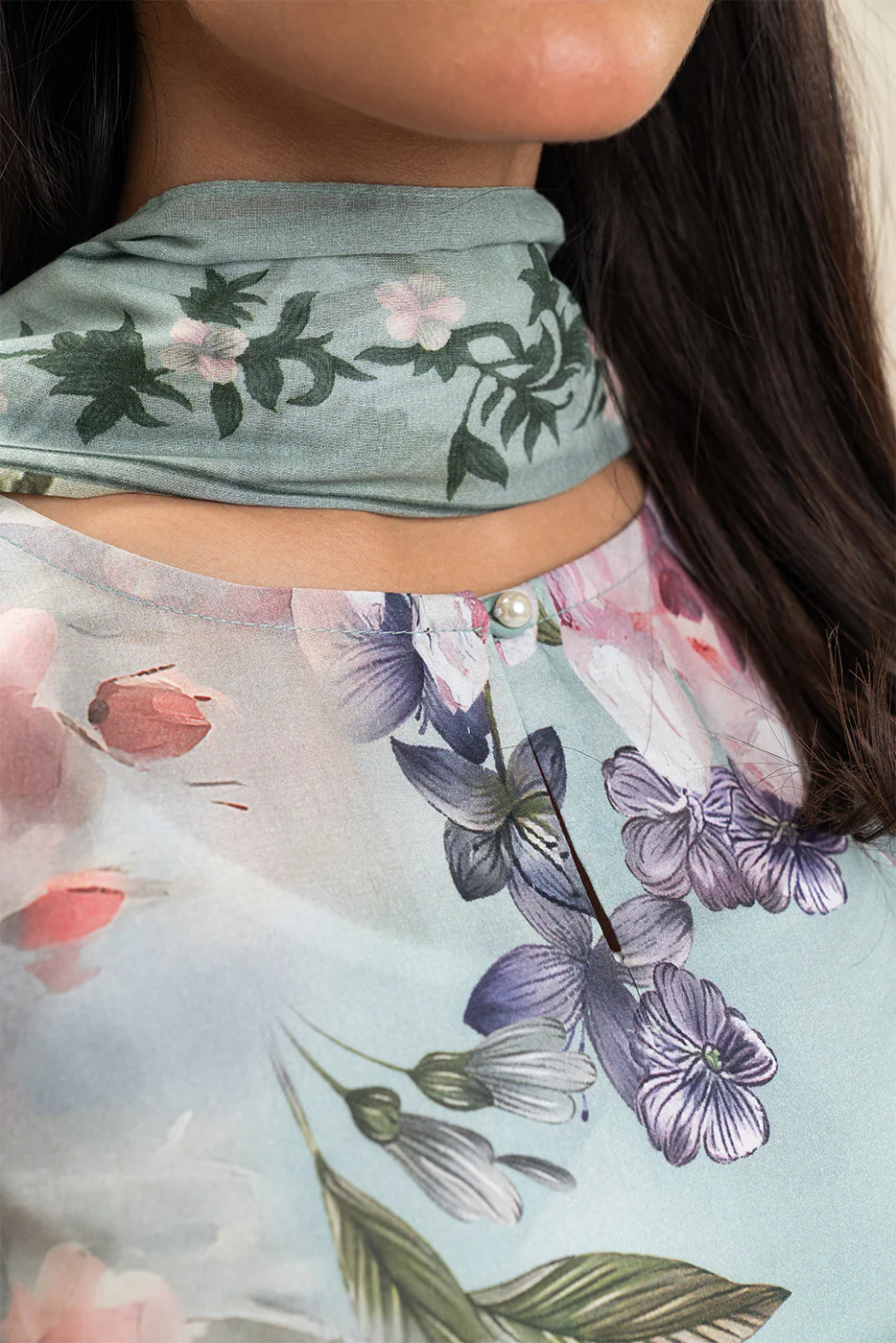 3 PIECE PRINTED LAWN SUIT-MINTY BREEZE (UNSTITCHED) - Image 5