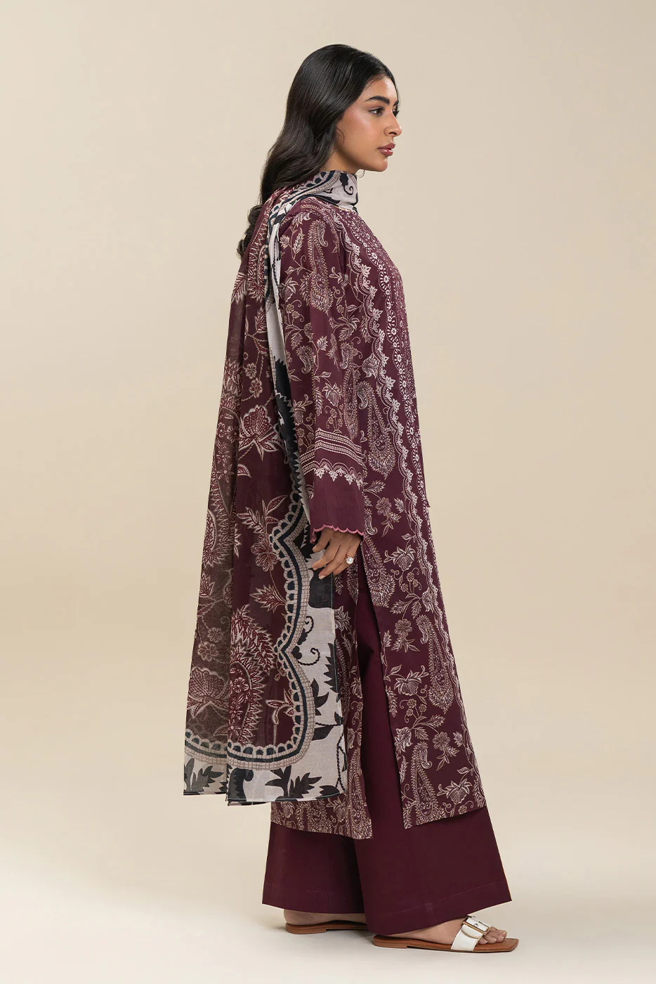 3 PIECE PRINTED LAWN SUIT-CRIMSON HERB (UNSTITCHED) - Image 3