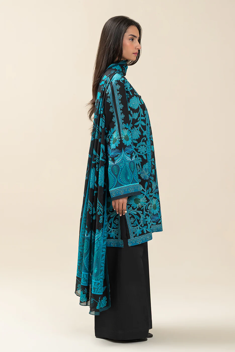 3 PIECE PRINTED LAWN SUIT-MIDNIGHT RAVEN (UNSTITCHED) - Image 3