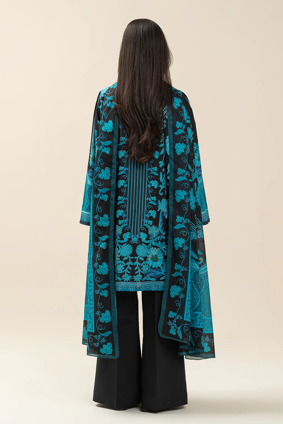 3 PIECE PRINTED LAWN SUIT-MIDNIGHT RAVEN (UNSTITCHED) - Image 4
