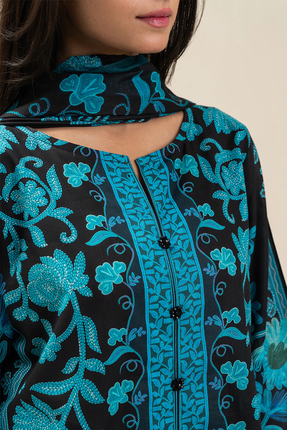 3 PIECE PRINTED LAWN SUIT-MIDNIGHT RAVEN (UNSTITCHED) - Image 5
