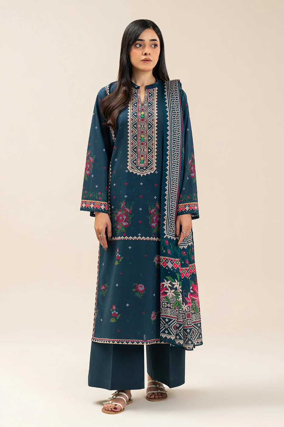 3 PIECE PRINTED LAWN SUIT-REGALE BLUE (UNSTITCHED) - Image 2