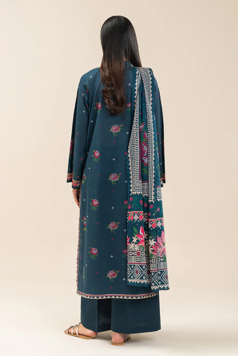 3 PIECE PRINTED LAWN SUIT-REGALE BLUE (UNSTITCHED) - Image 3