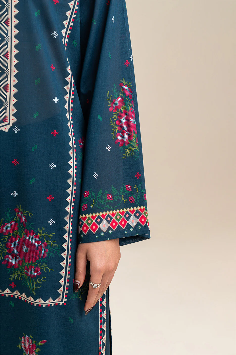 3 PIECE PRINTED LAWN SUIT-REGALE BLUE (UNSTITCHED) - Image 6