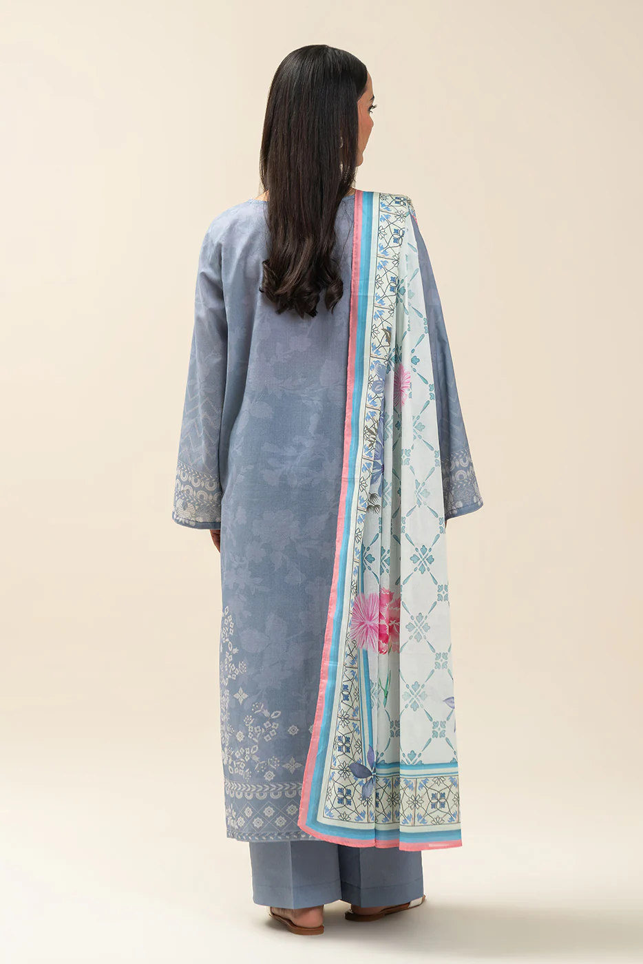 3 PIECE PRINTED LAWN SUIT-DAZZLE SAGE (UNSTITCHED) - Image 3