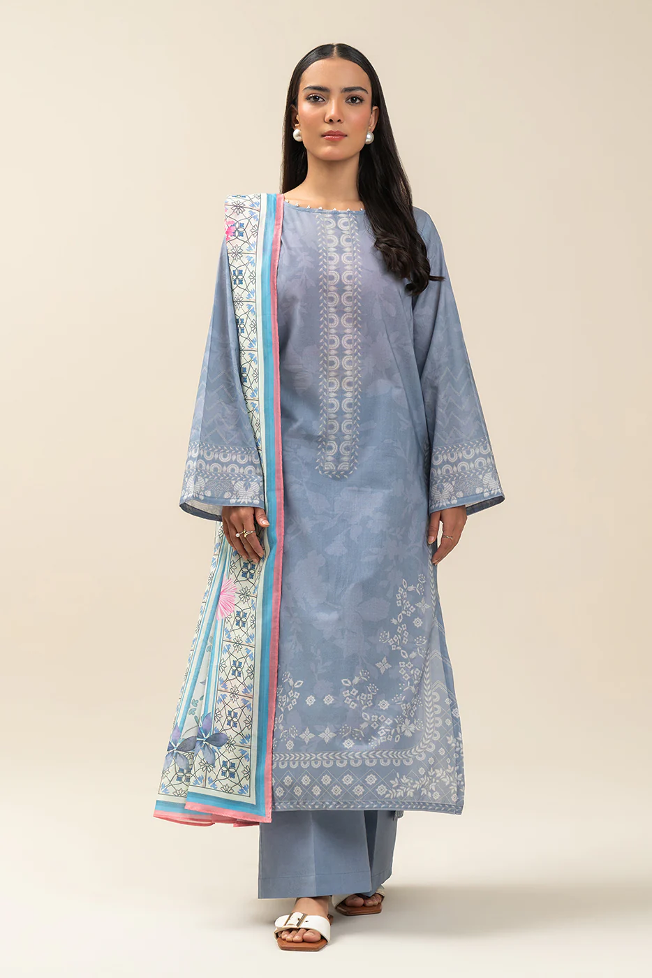 3 PIECE PRINTED LAWN SUIT-DAZZLE SAGE (UNSTITCHED) - Image 6