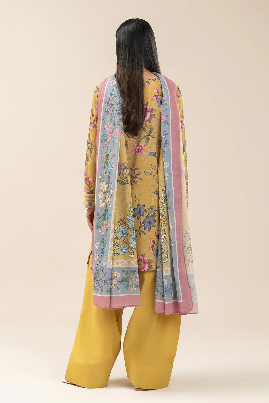 3 PIECE PRINTED LAWN SUIT-SUNLIT FLOSS (UNSTITCHED) - Image 3