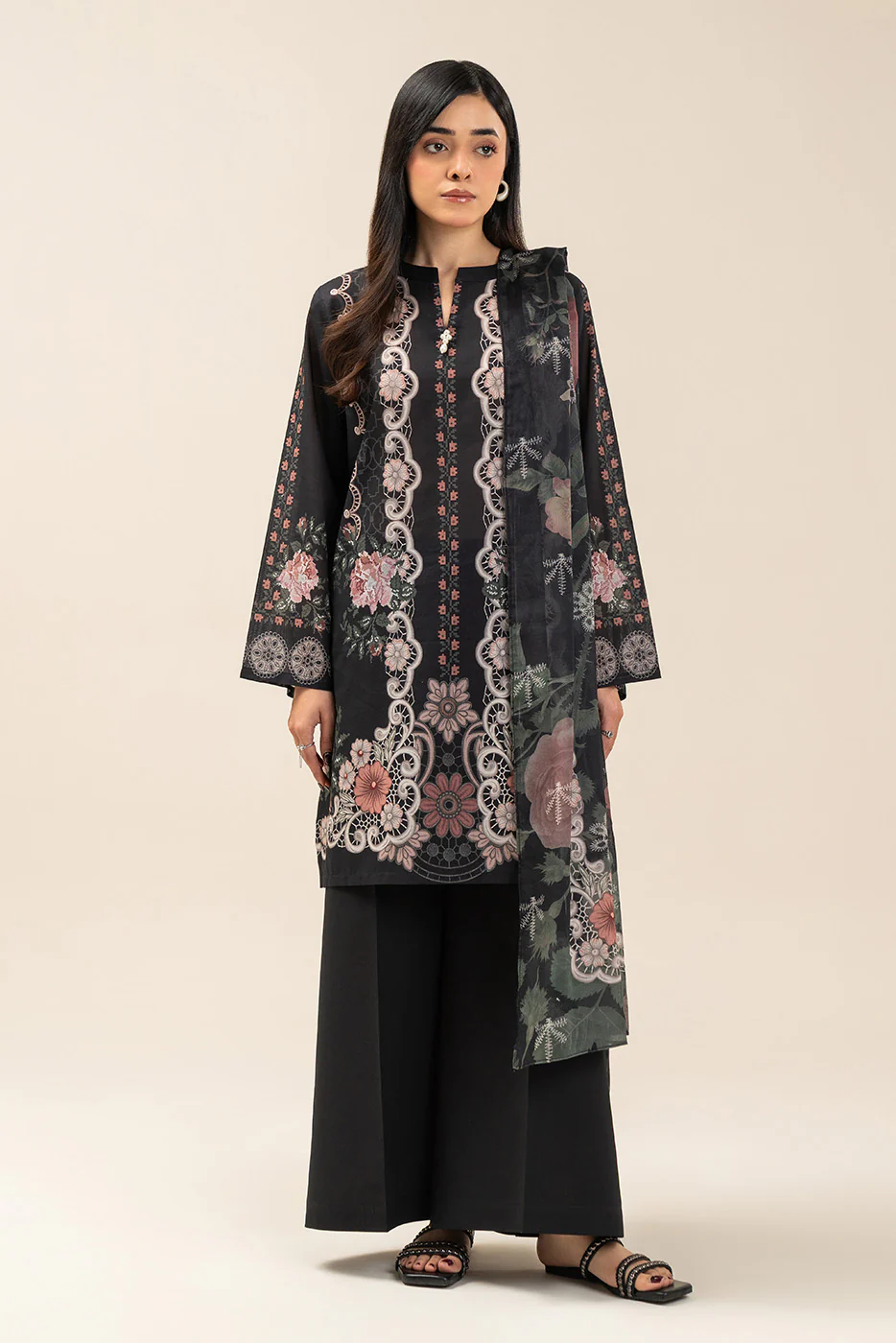 3 PIECE PRINTED LAWN SUIT-NOIR DRAPE (UNSTITCHED) - Image 5