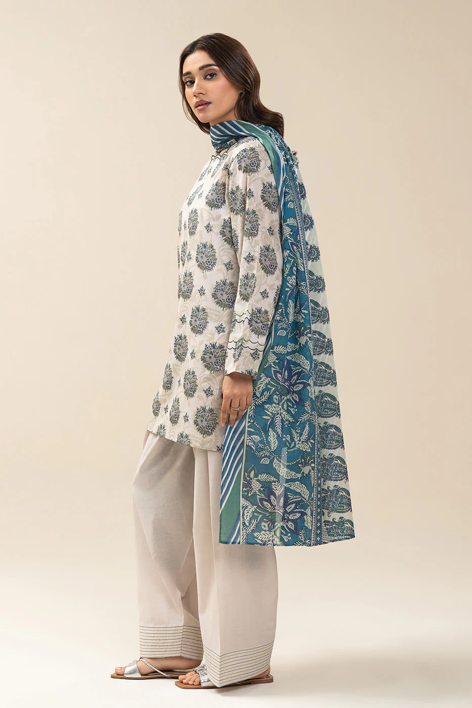 3 PIECE PRINTED LAWN SUIT-LAPIS STATE SUIT - Image 2