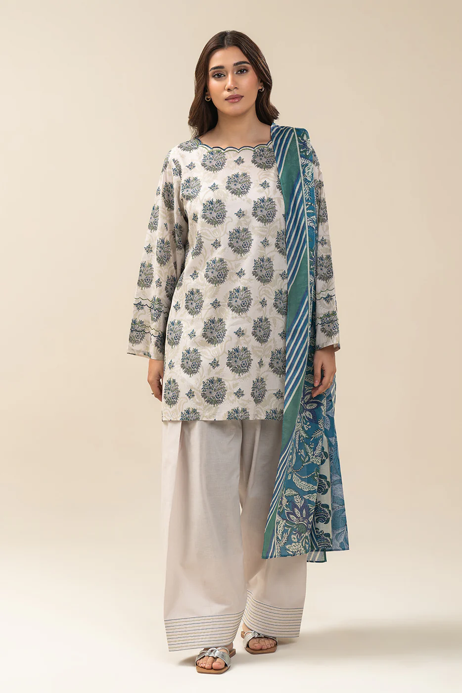 3 PIECE PRINTED LAWN SUIT-LAPIS STATE SUIT - Image 6