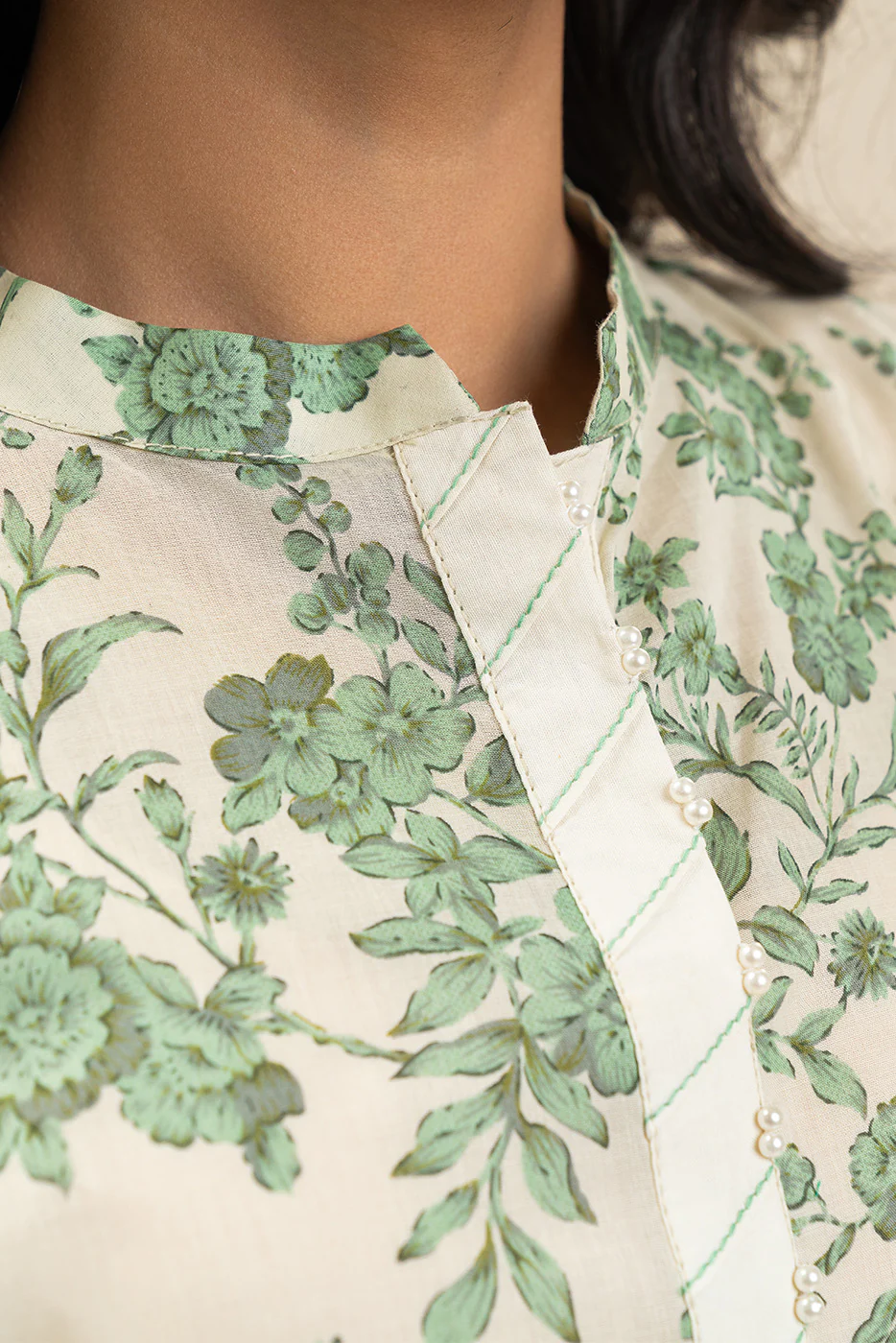 3 PIECE PRINTED LAWN SUIT-SEA MIST (UNSTITCHED) - Image 5
