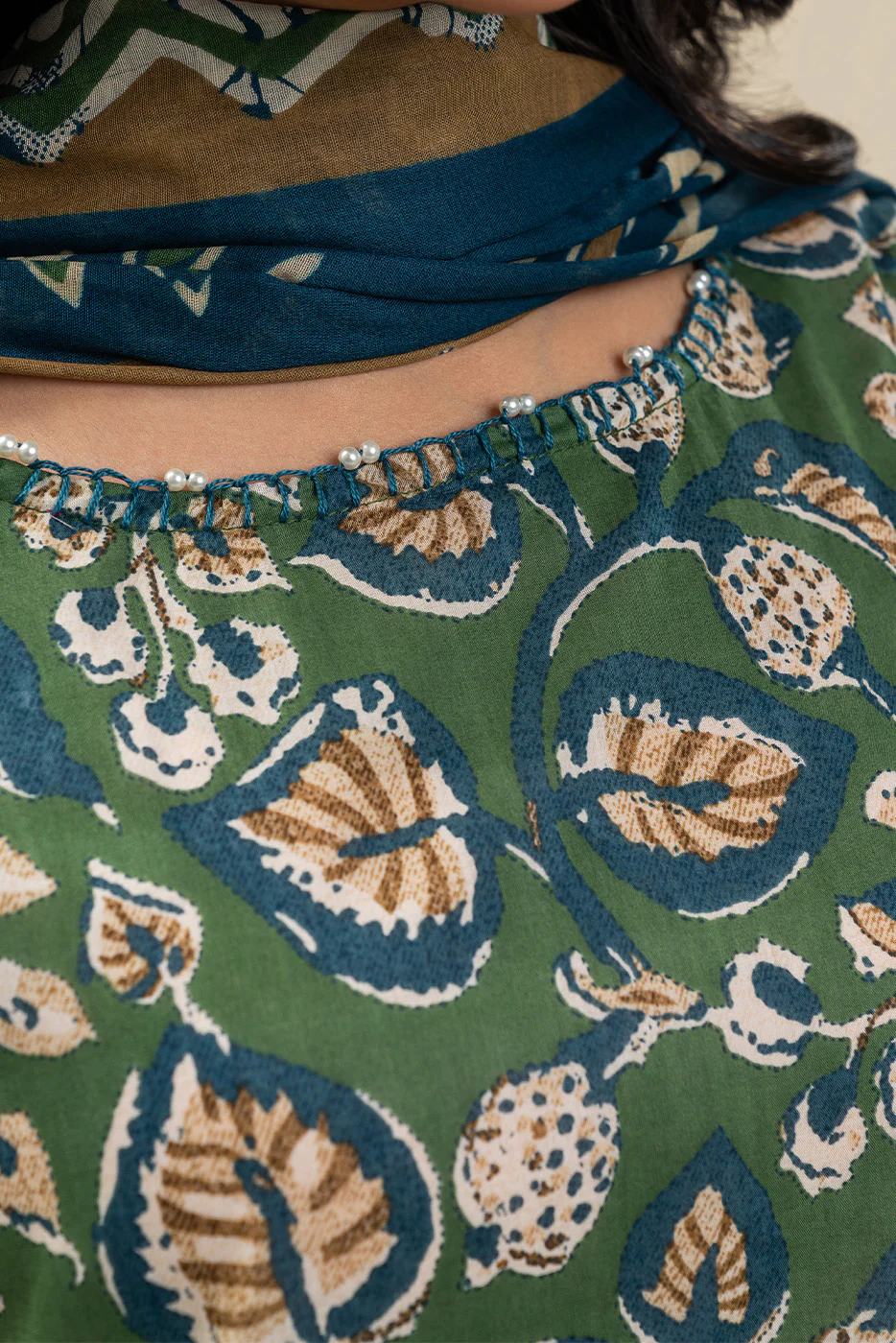 3 PIECE PRINTED LAWN SUIT-AQUA SERENITY (UNSTITCHED) - Image 5