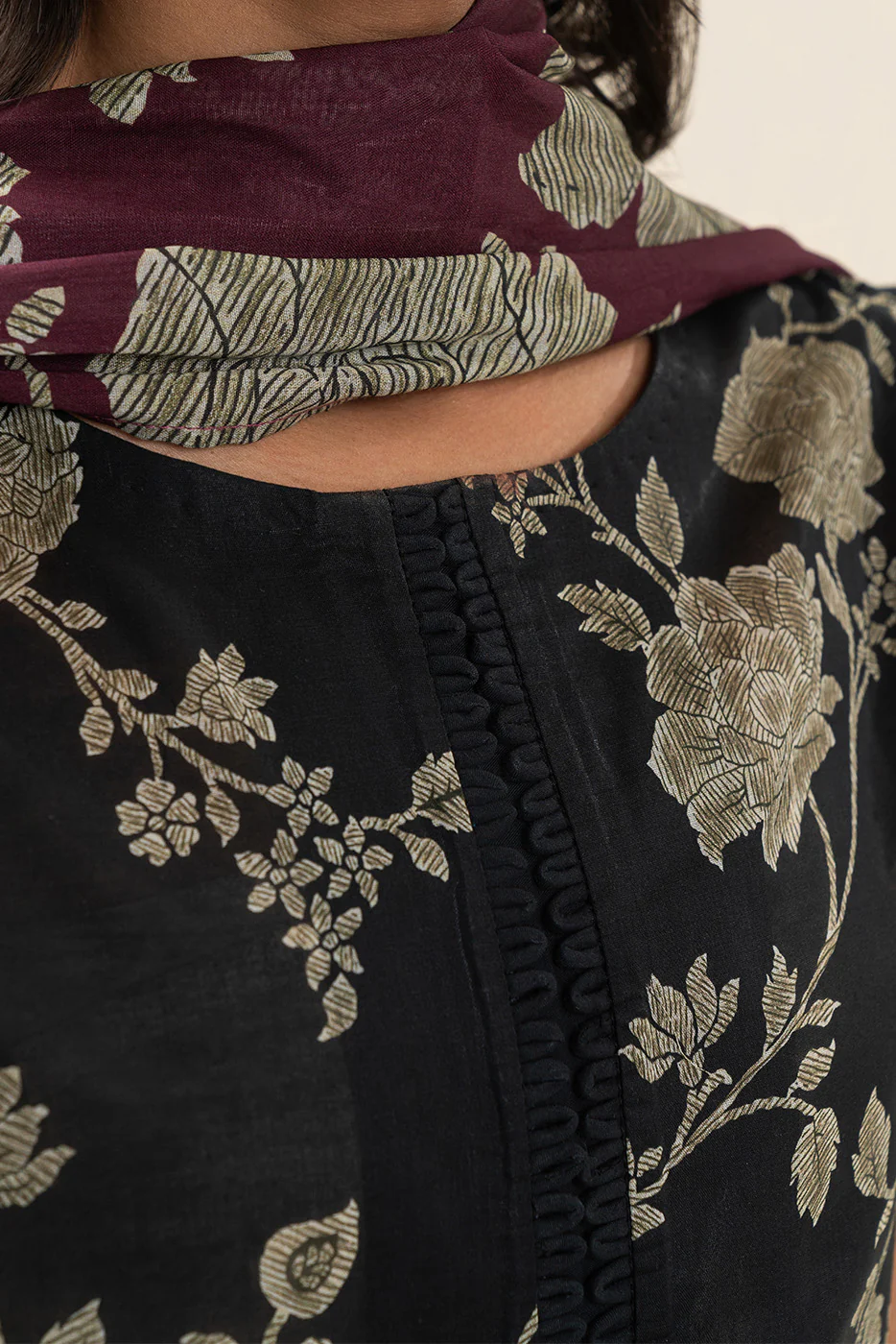 3 PIECE PRINTED LAWN SUIT-MUTED DUSK (UNSTITCHED) - Image 5