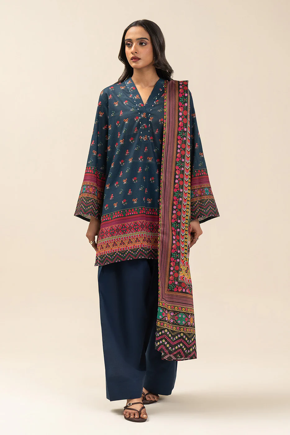 3 PIECE PRINTED LAWN SUIT-FLORAL SAGA (UNSTITCHED) - Image 2