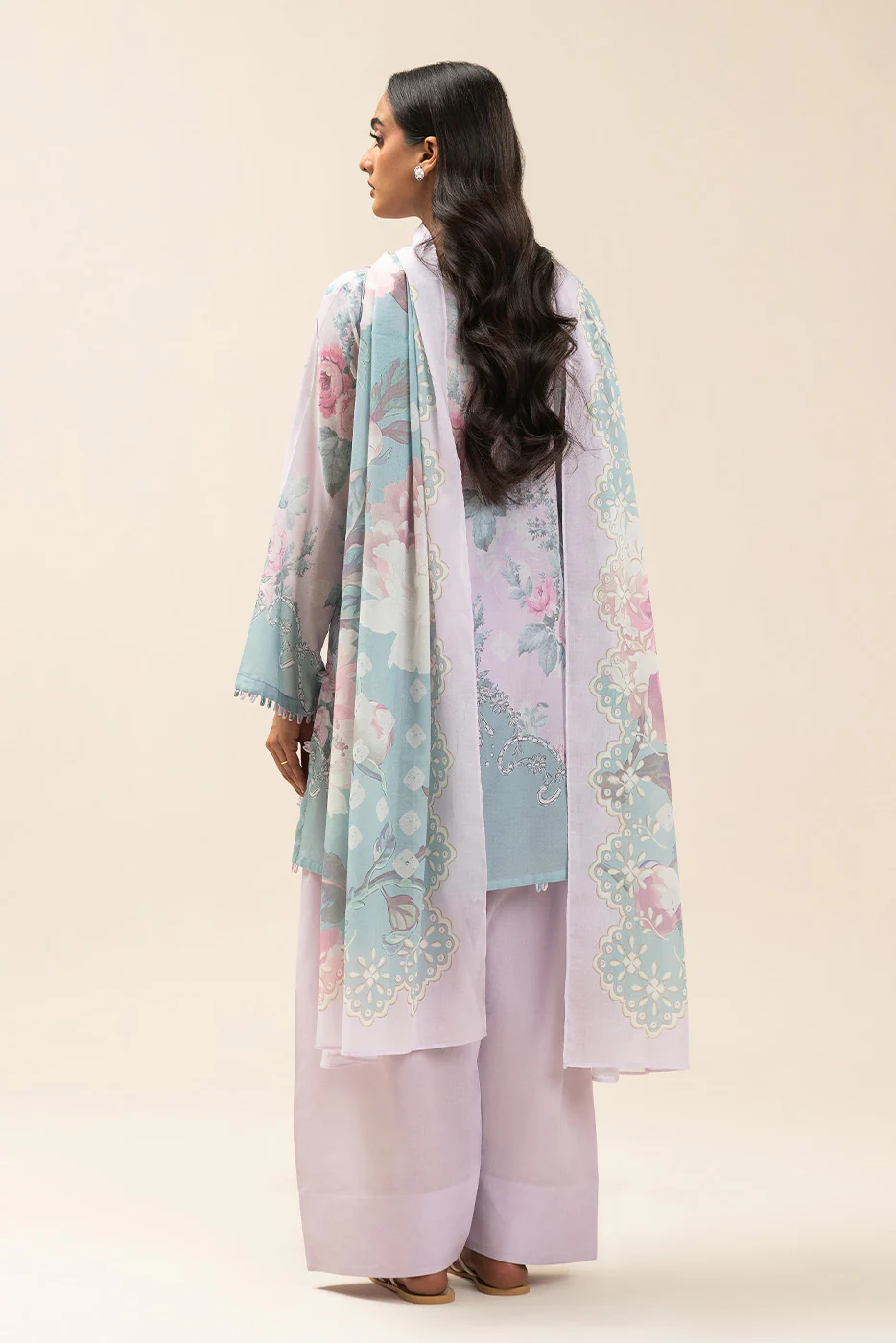 3 PIECE PRINTED LAWN SUIT-IILAC BLUSH (UNSTITCHED) - Image 3