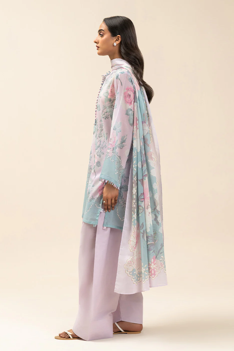 3 PIECE PRINTED LAWN SUIT-IILAC BLUSH (UNSTITCHED) - Image 4
