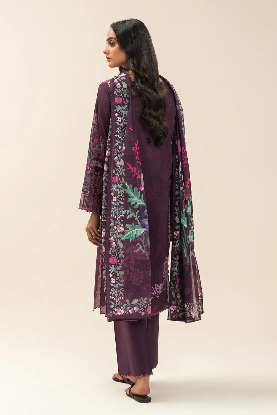 3 PIECE PRINTED LAWN SUIT-AMBER GLAM (UNSTITCHED) - Image 3