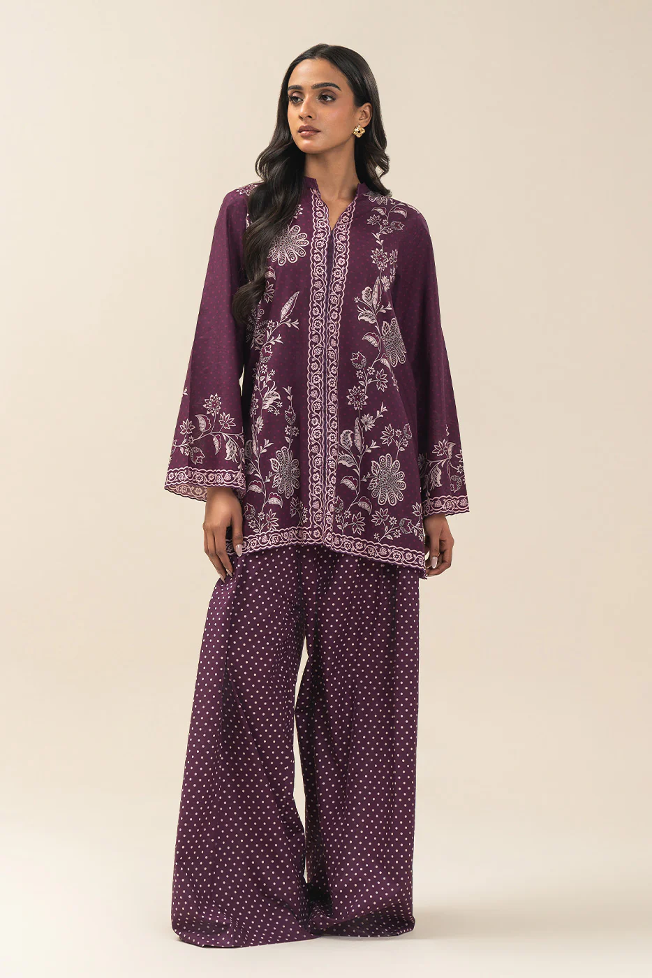 2 PIECE PRINTED LAWN SUIT-POLKA PETALS (UNSTITCHED) - Image 2