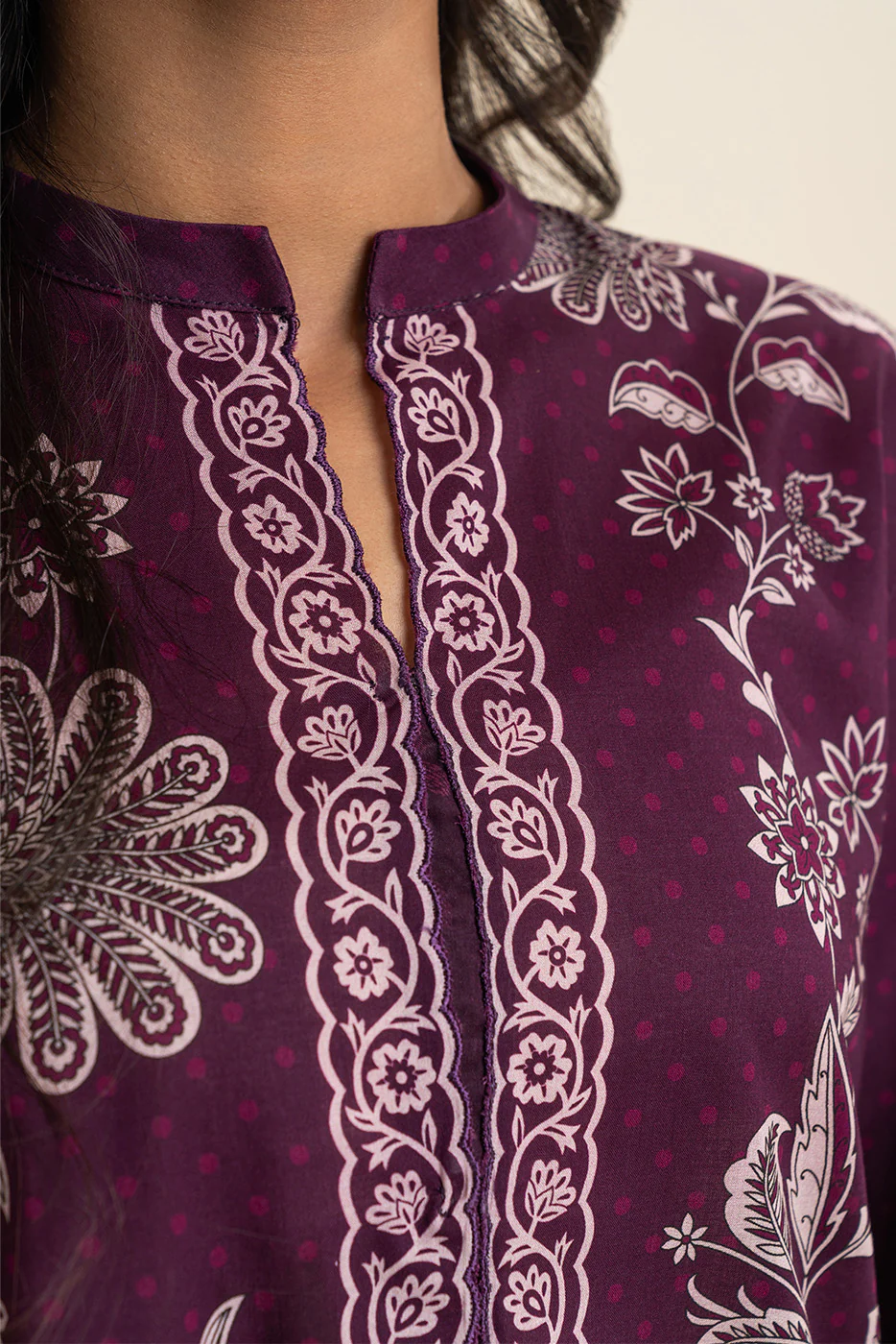 2 PIECE PRINTED LAWN SUIT-POLKA PETALS (UNSTITCHED) - Image 5