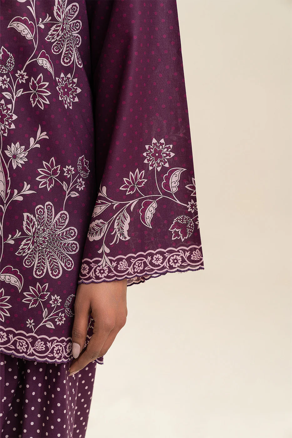 2 PIECE PRINTED LAWN SUIT-POLKA PETALS (UNSTITCHED) - Image 6