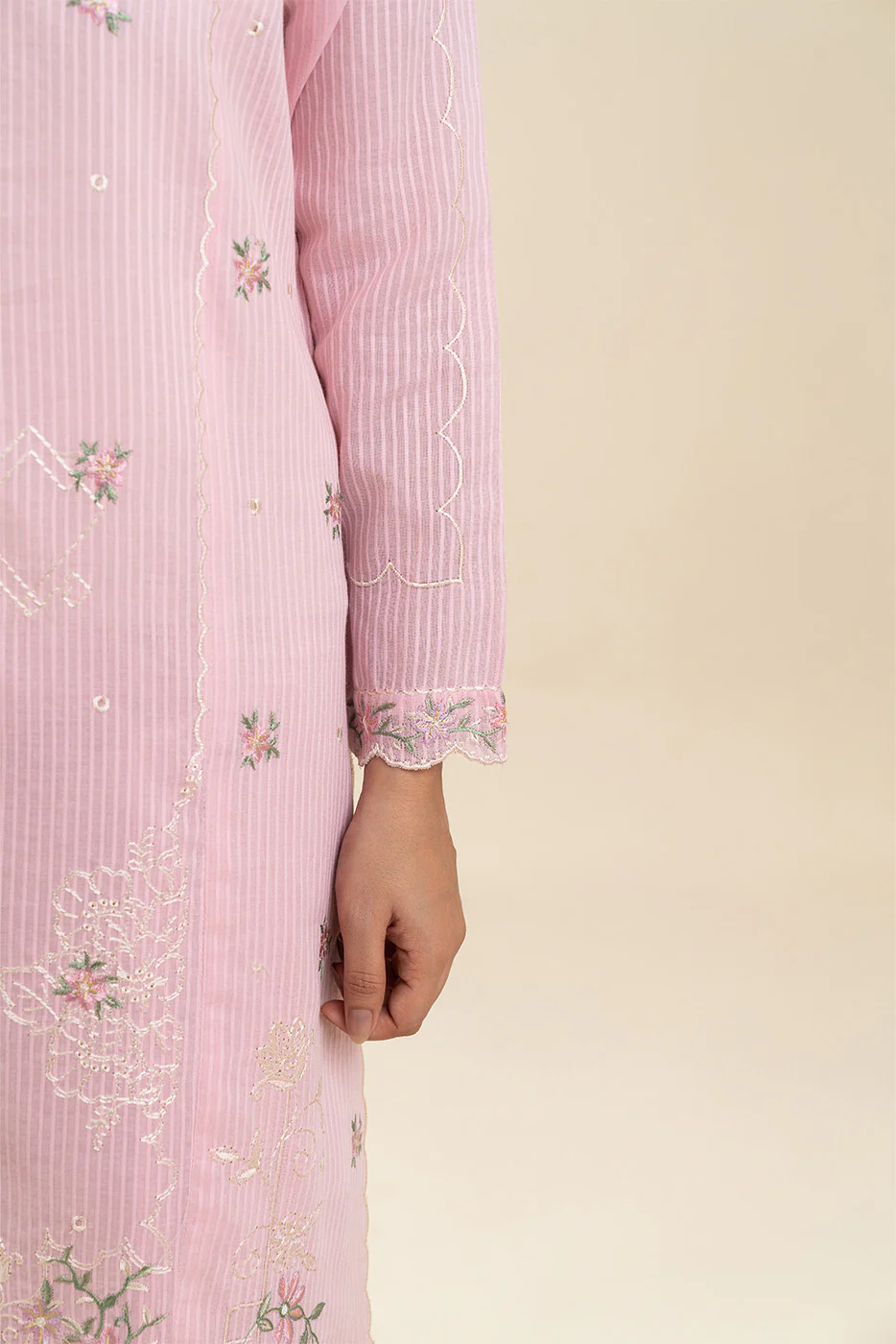 3 PIECE EMBROIDERED  TEXTURED LAWN SUIT-CORSAGE (UNSTITCHED) - Image 4