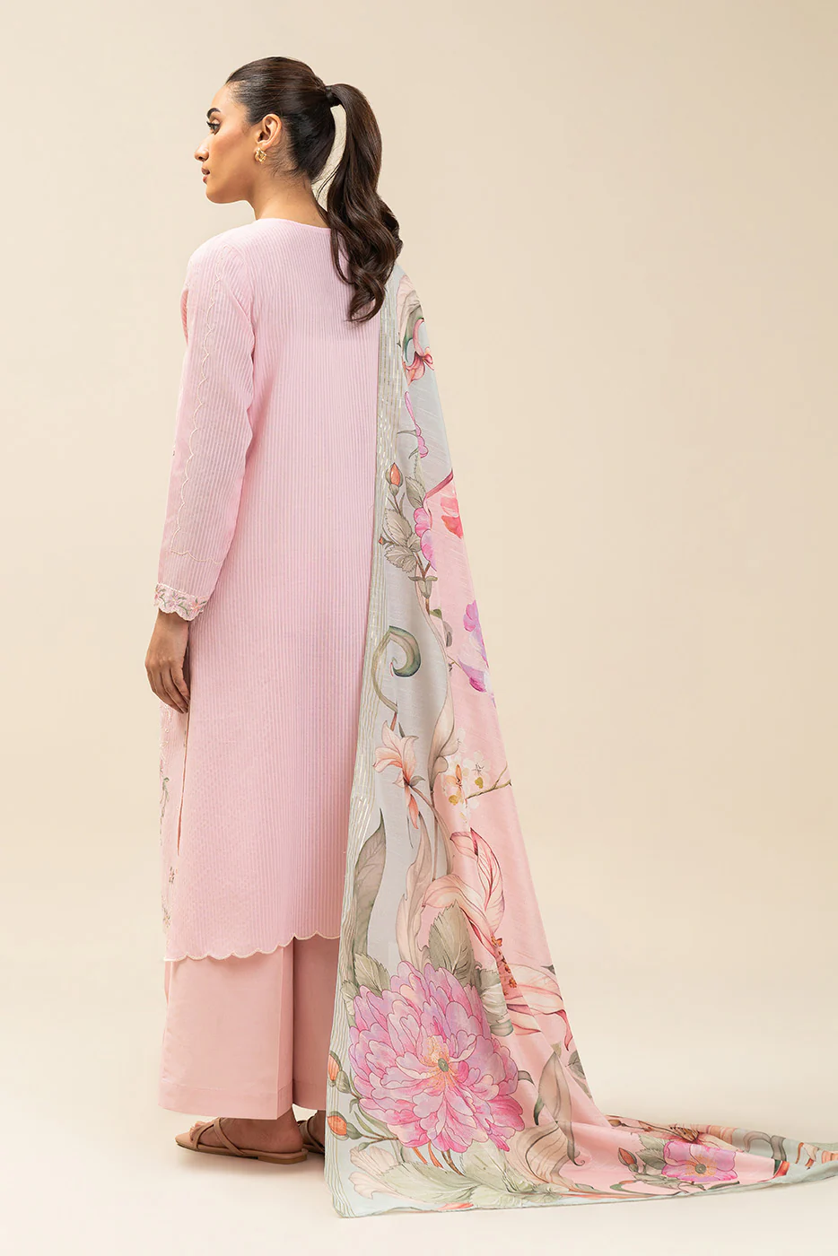 3 PIECE EMBROIDERED  TEXTURED LAWN SUIT-CORSAGE (UNSTITCHED) - Image 5