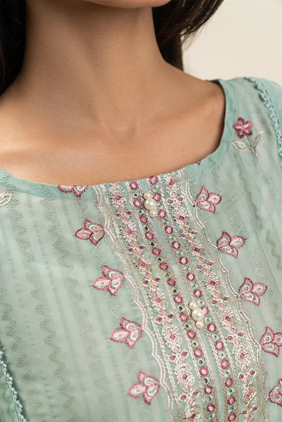 3 PIECE EMBROIDERED JACQUARD  LAWN SUIT-DEW WHISPER (UNSTITCHED) - Image 5