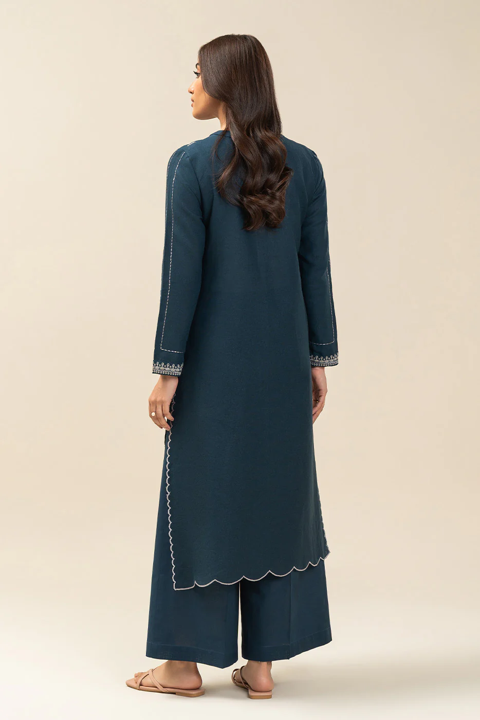 1 PIECE EMBROIDERED  TEXTURED LAWN SUIT-ETHEREAL BLUE (UNSTITCHED) - Image 4