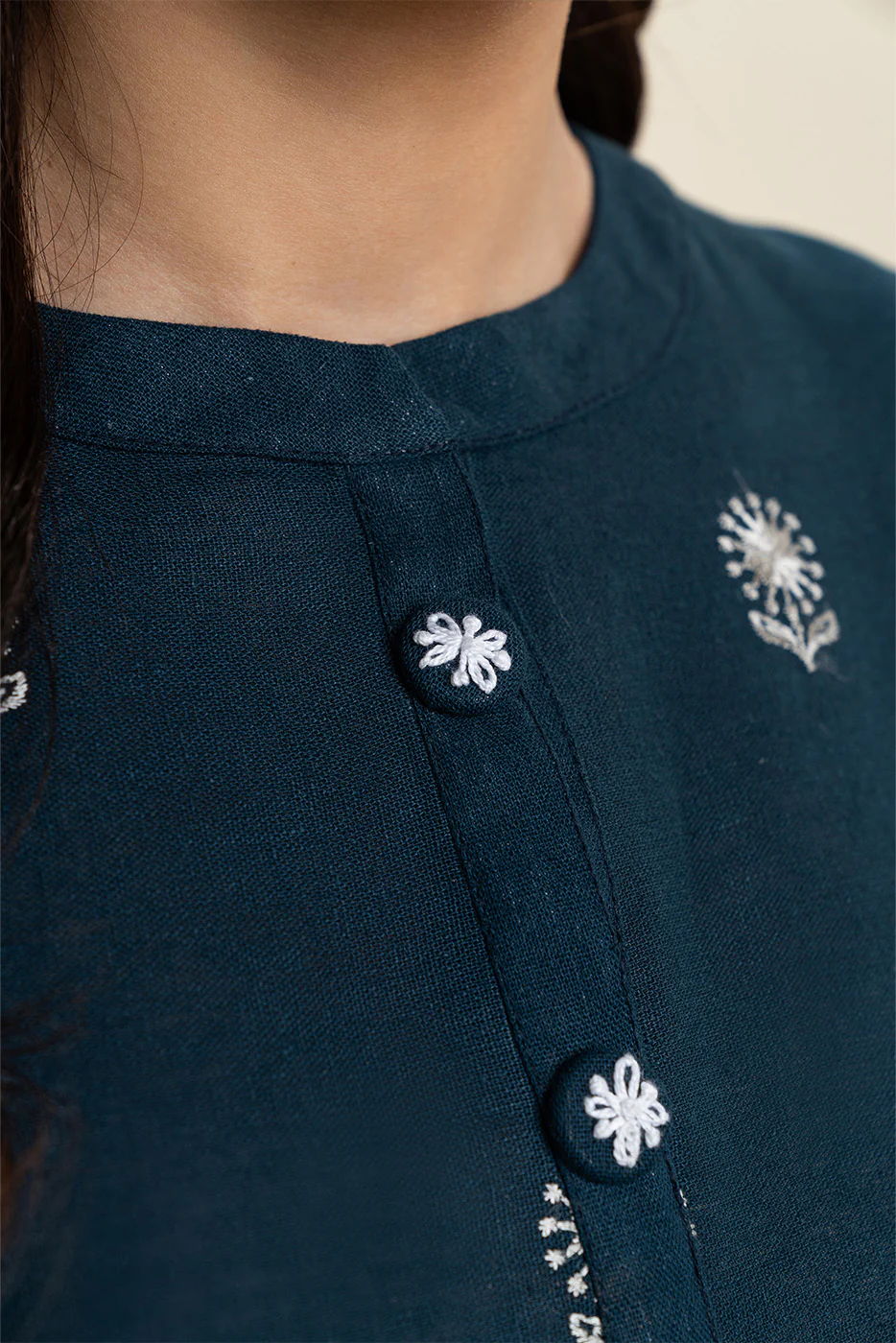 1 PIECE EMBROIDERED  TEXTURED LAWN SUIT-ETHEREAL BLUE (UNSTITCHED) - Image 5