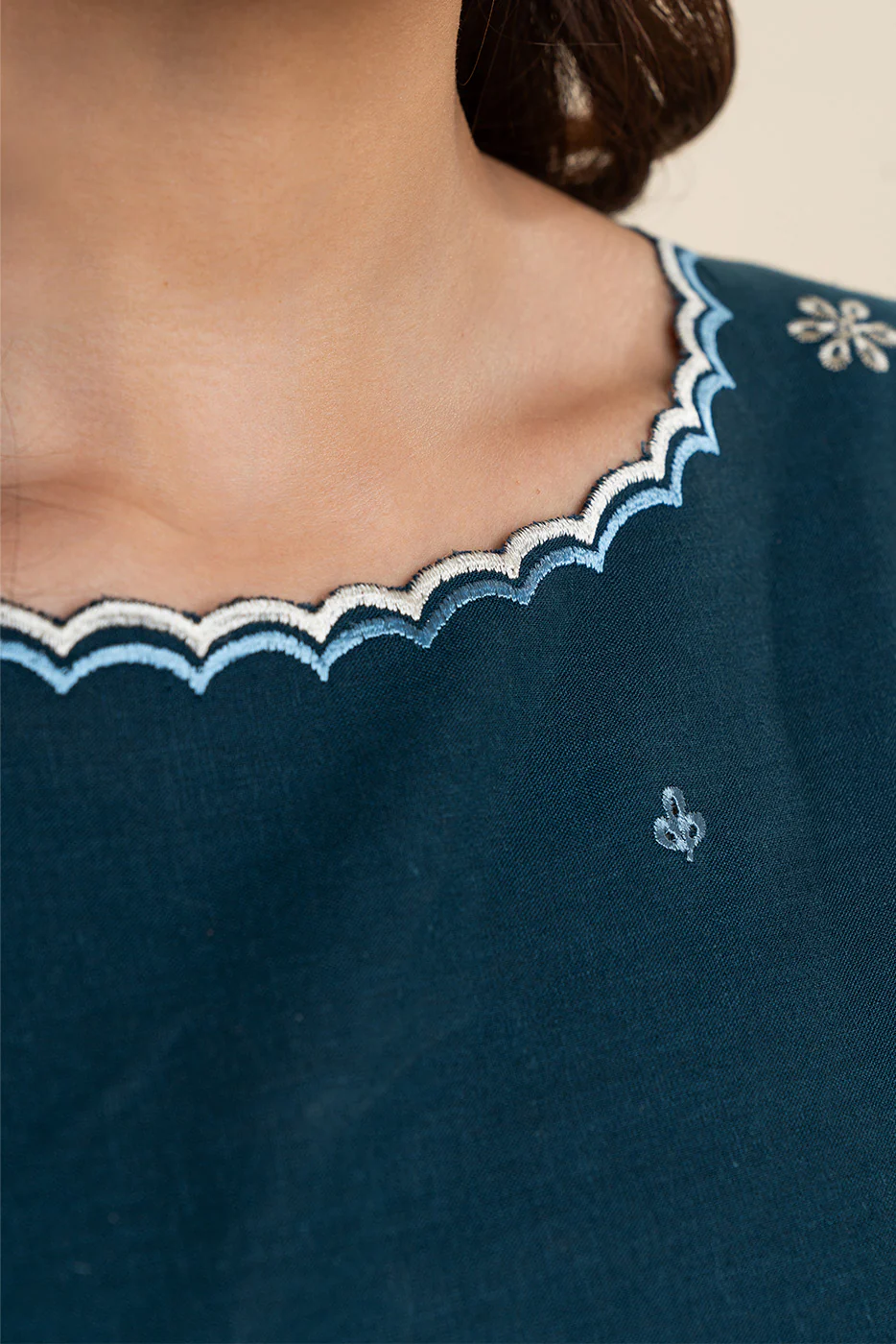 1 PIECE EMBROIDERED  TEXTURED LAWN SUIT-STAR SAPPHIRE (UNSTITCHED) - Image 2