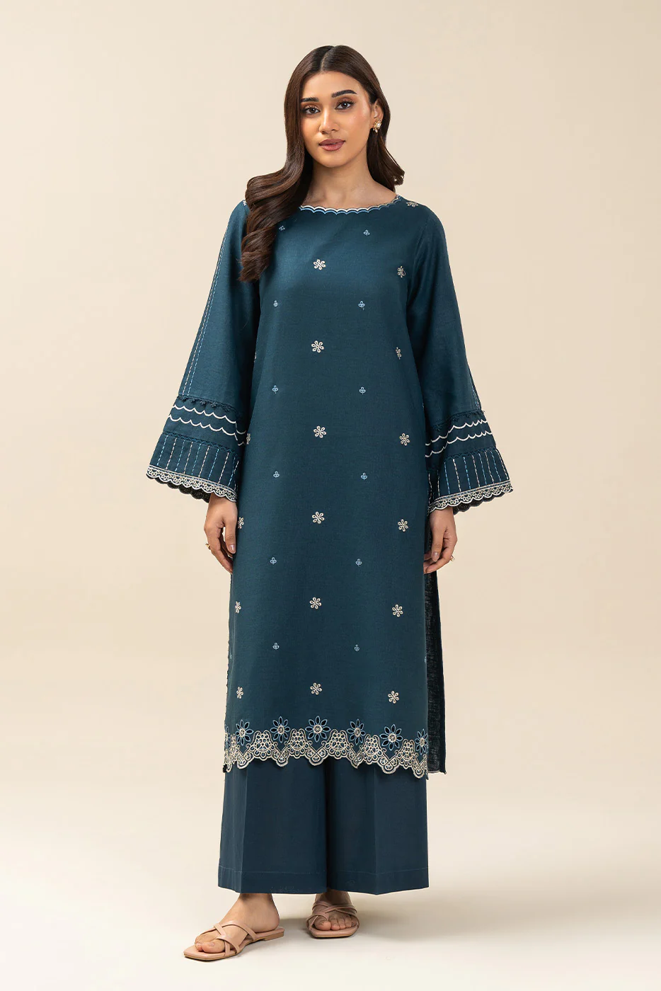 1 PIECE EMBROIDERED  TEXTURED LAWN SUIT-STAR SAPPHIRE (UNSTITCHED) - Image 5