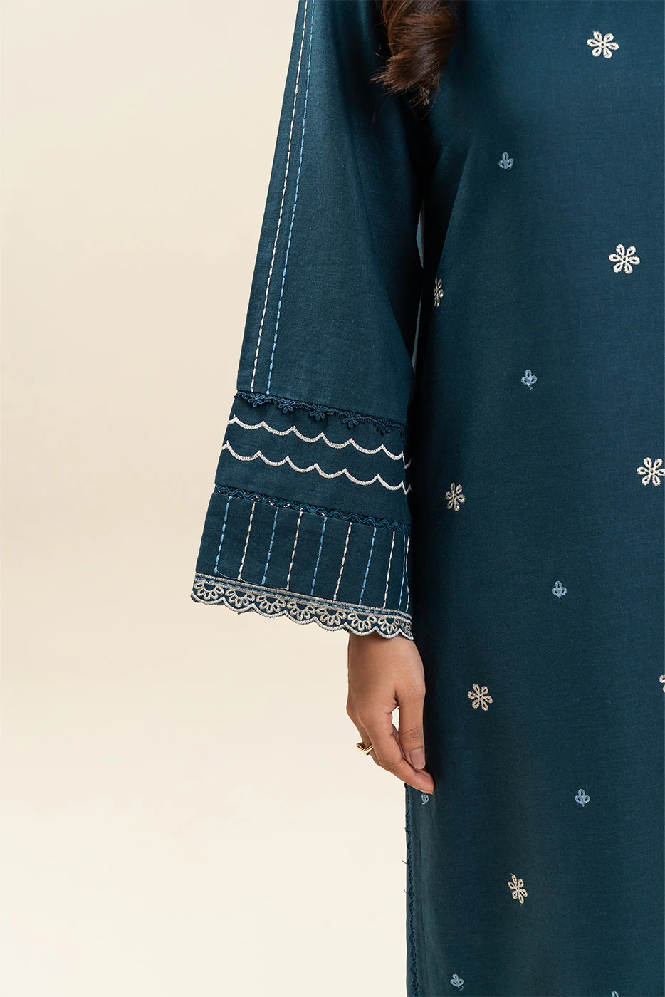 1 PIECE EMBROIDERED  TEXTURED LAWN SUIT-STAR SAPPHIRE (UNSTITCHED) - Image 6