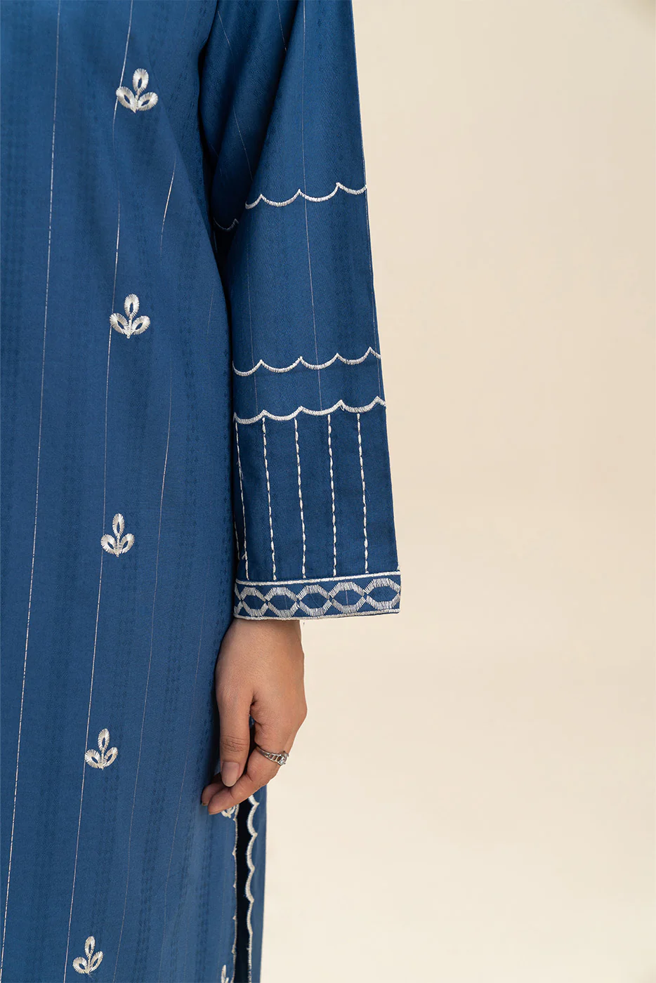1 PIECE EMBROIDERED  TEXTURED LAWN SUIT-RIVIERA (UNSTITCHED) - Image 5