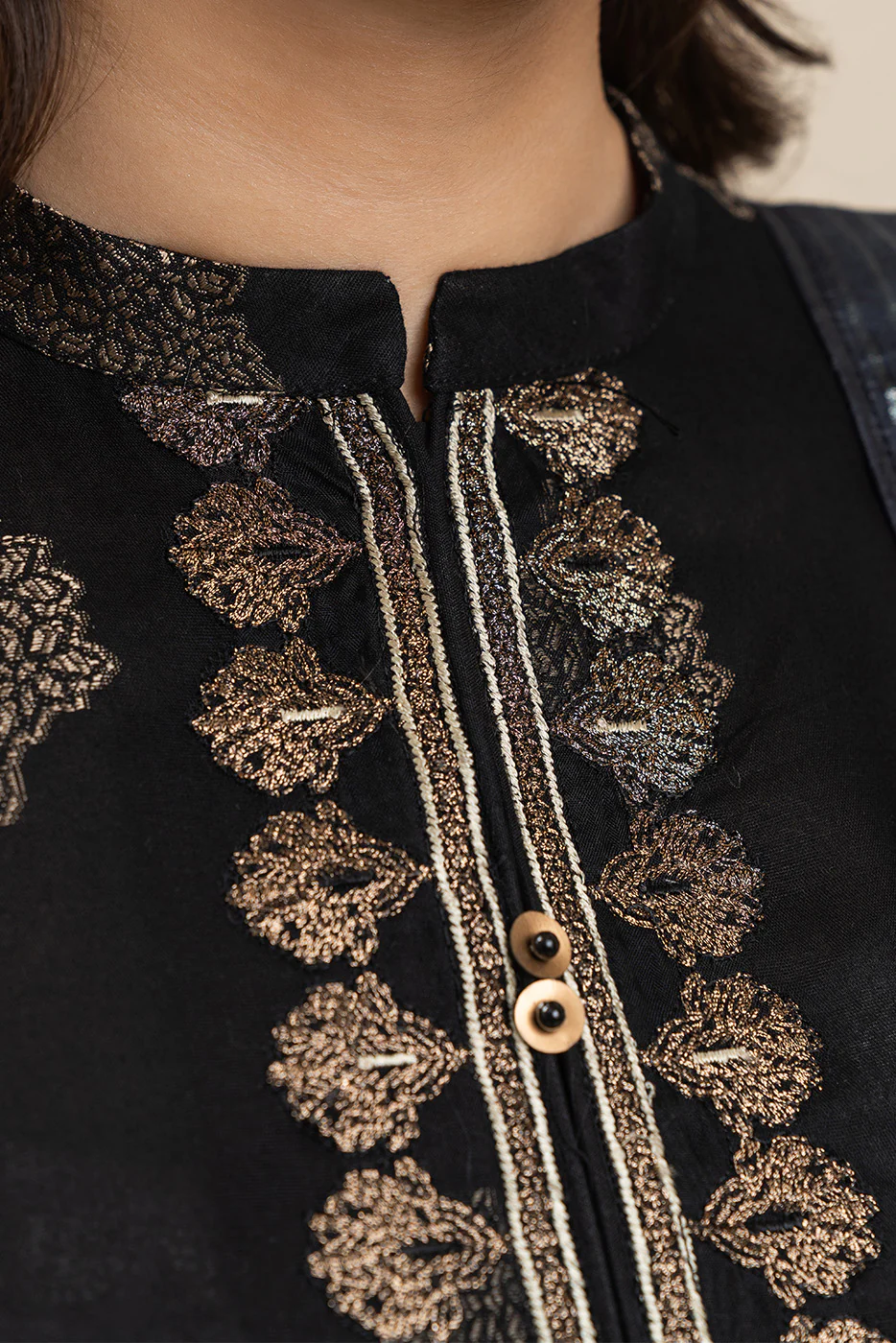 3 PIECE EMBROIDERED JACQUARD SUIT-ANTIQUE BRONZE (UNSTITCHED) - Image 5