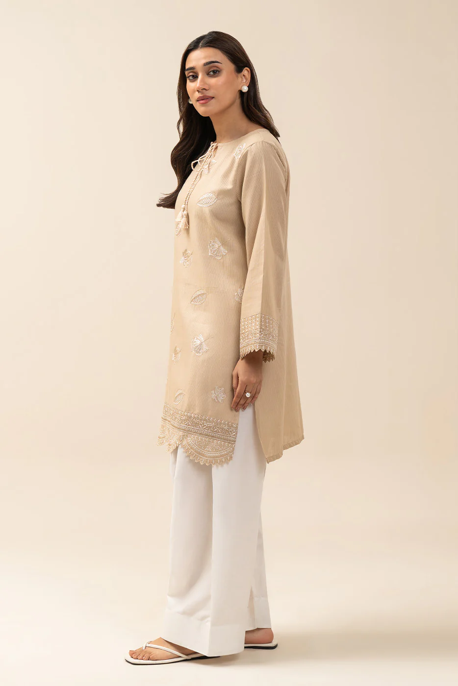 1 PIECE EMBROIDERED  TEXTURED LAWN SHIRT-SAND EDEN (UNSTITCHED) - Image 2