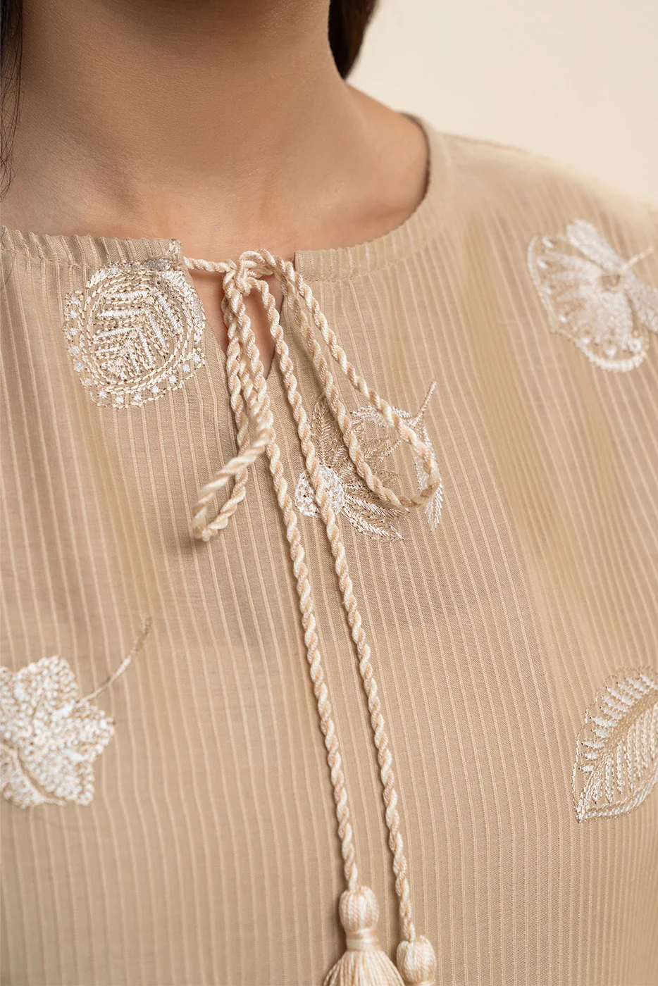 1 PIECE EMBROIDERED  TEXTURED LAWN SHIRT-SAND EDEN (UNSTITCHED) - Image 3